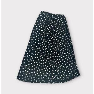 Leslie Fay Dresses Womens Skirt Pleated Black a White Polka Dot Mid Calf Size 8